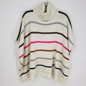 3/$25 LOFT Striped Turtleneck Poncho Sweater XS / S Women's Pullover Cream Pink